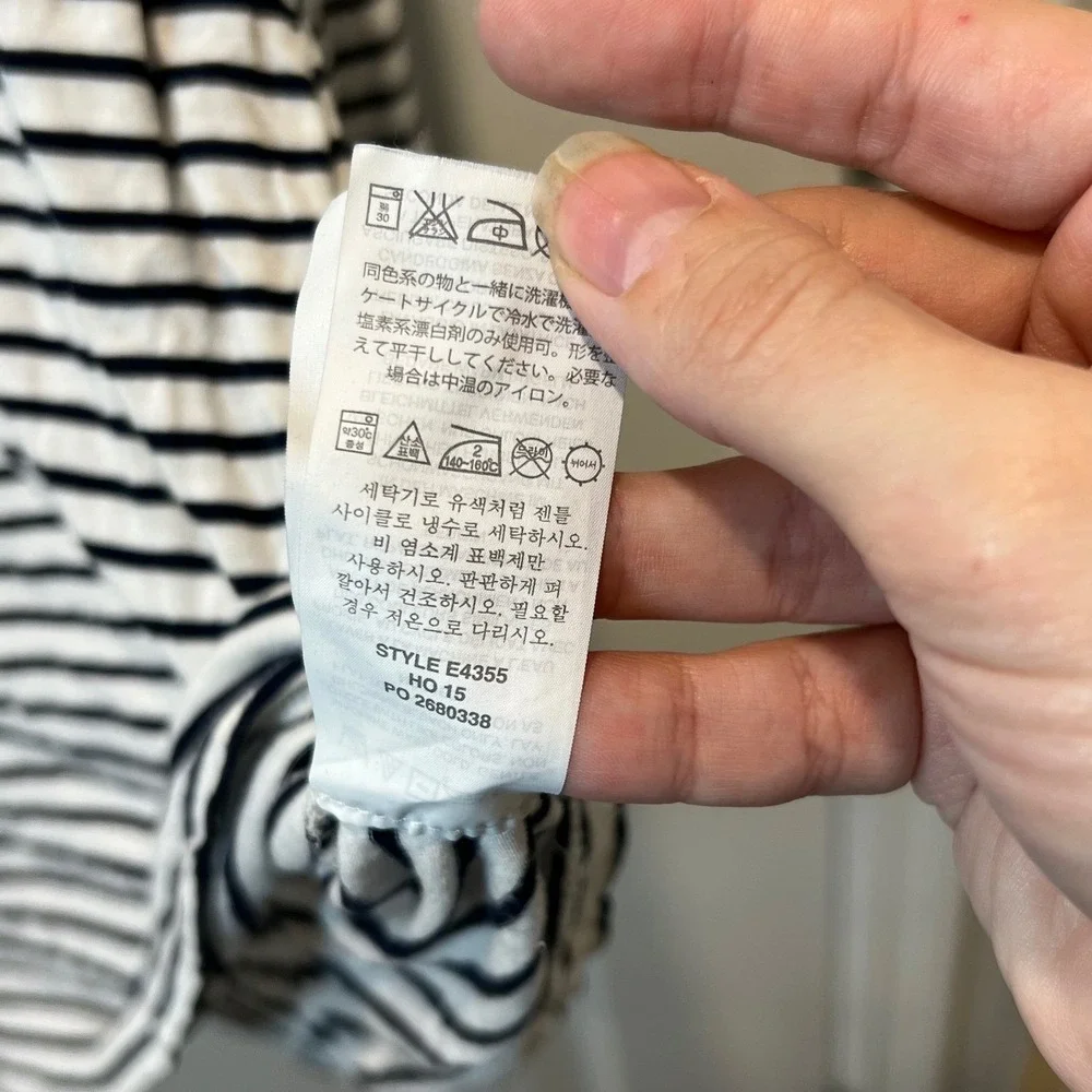 J.Crew‎ Women Long Sleeve Striped Viscose Top White Black XL